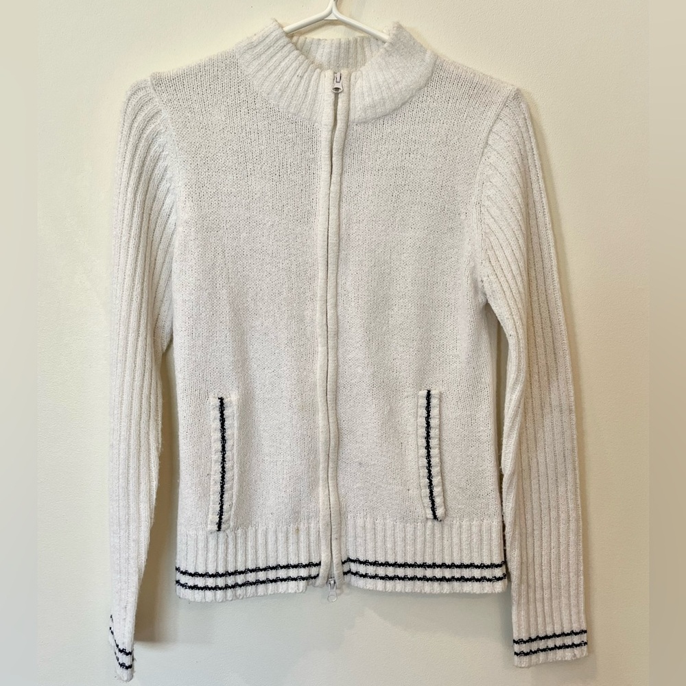 White Zip-Up Women's Sweater